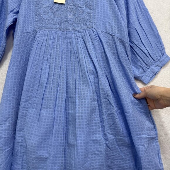 Sundance Dress Womens Small Blue Embroidered Boho Peasant Midi V-Neck Pockets - Picture 7 of 9